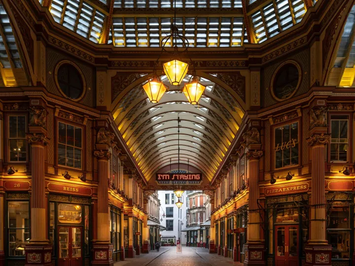 A view of the historic Leadenhall Market in London