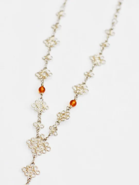 Sterling Silver and Amber 'Trebol' Necklace