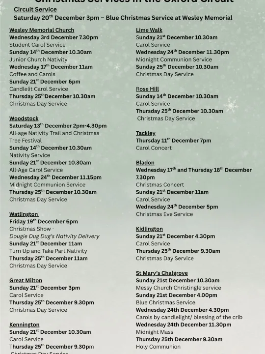 Christmas Services in The Circuit