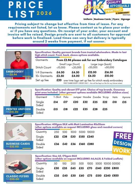 Price List 2026 Jk Prints &ndash; Page 1