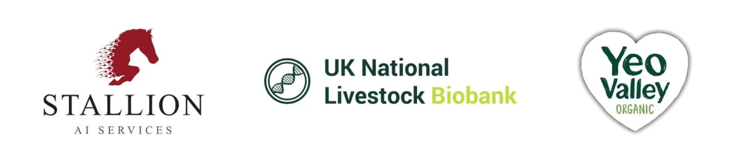 Stallion AI Services, UK National Livestock Biobank and Yeo Valley logos