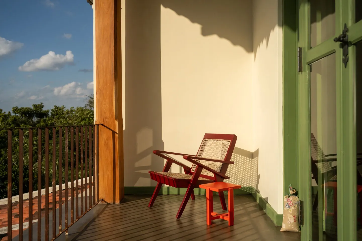 A chair on the private balcony of the 360 View Suite at Peacock Hill Sigiriya
