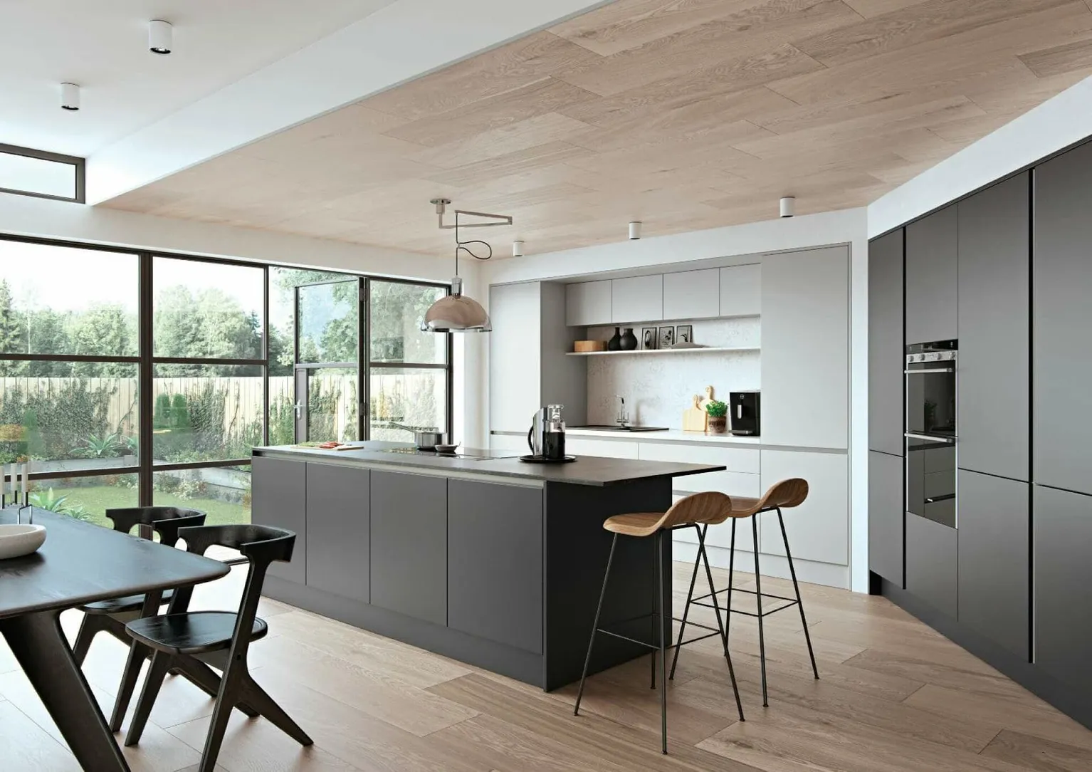 Alku Modern Handleless Matt Kitchen With Island 3