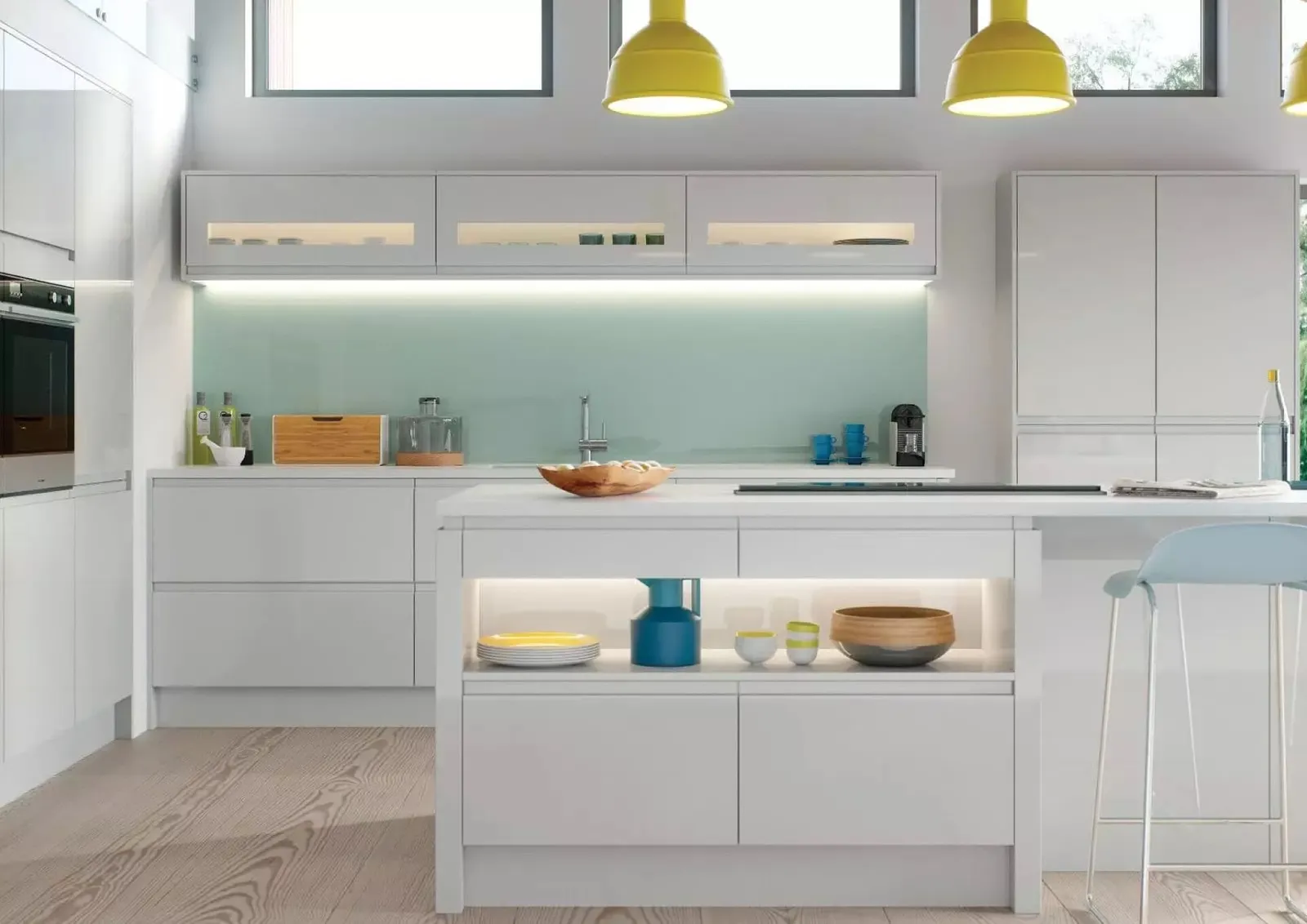 Alku White Gloss L-Shaped Kitc