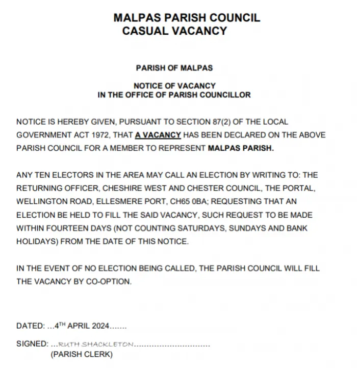 Parish Council vacancy