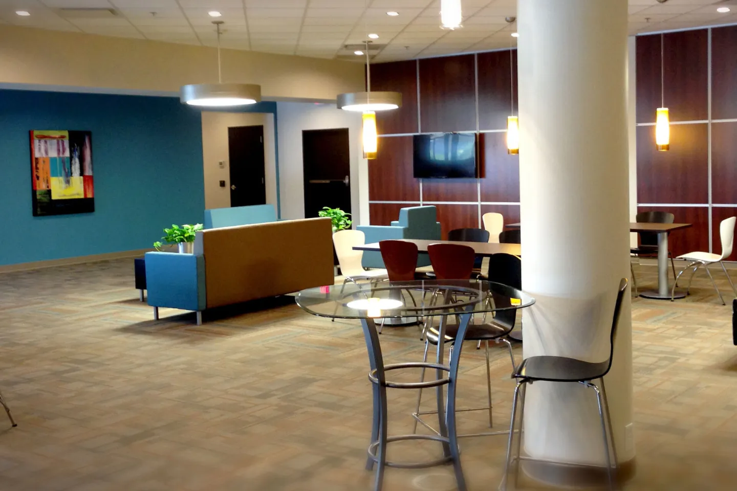 Modern open plan office reception area