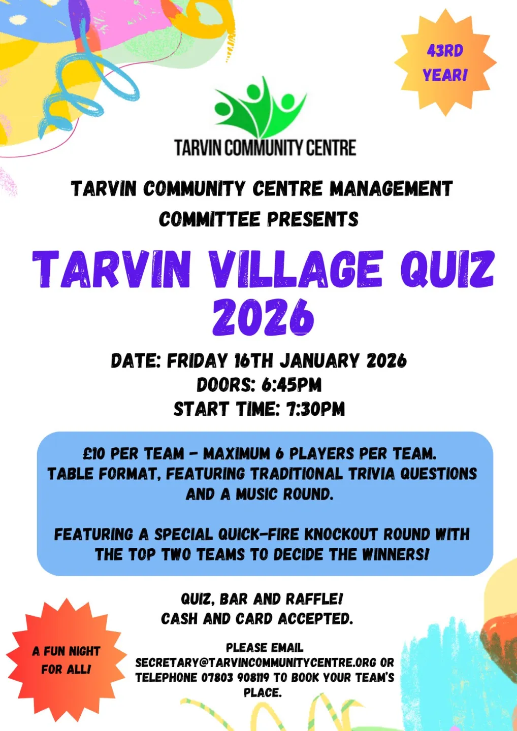 Tarvin Village Quiz Poster 2026