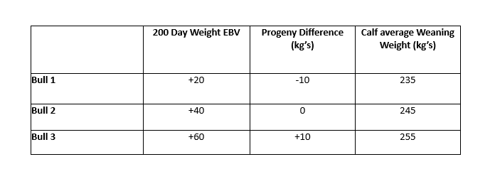 Figure 1: Theoretical bull EBVs matched to calf outcomes.