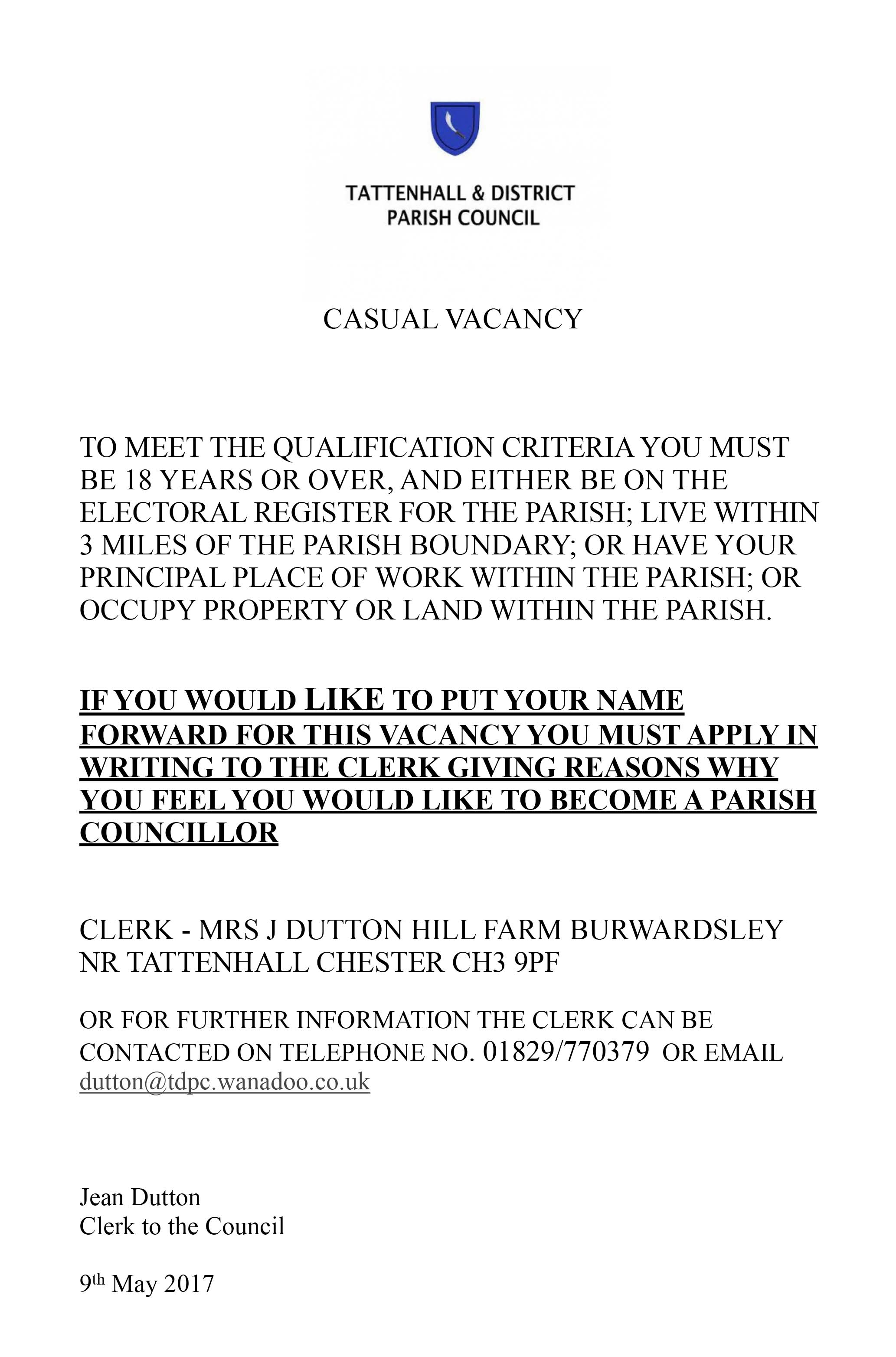 PARISH COUNCIL VACANCY NOTICE(3)