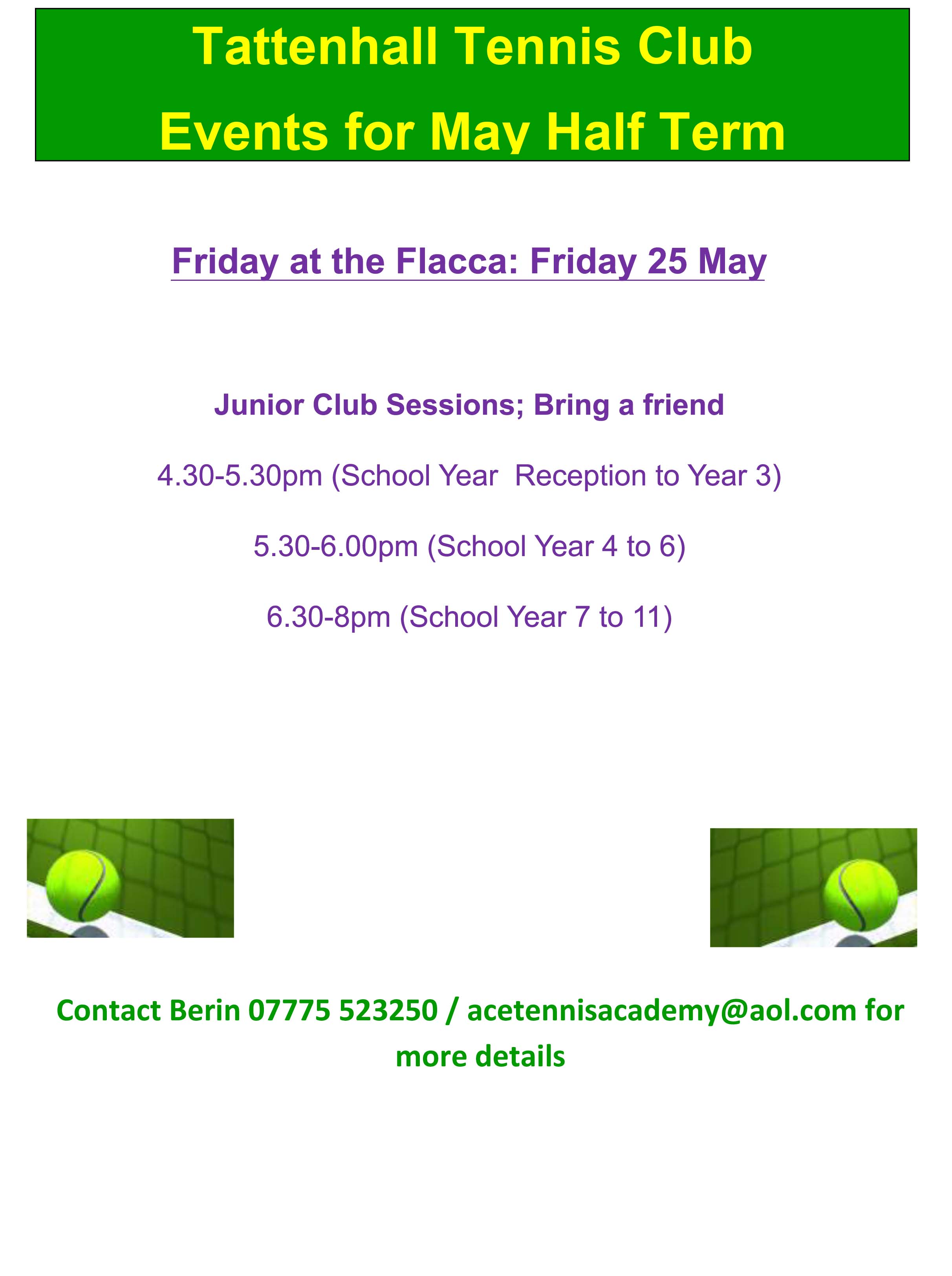Tattenhall Tennis Club Events May 2018 Fri