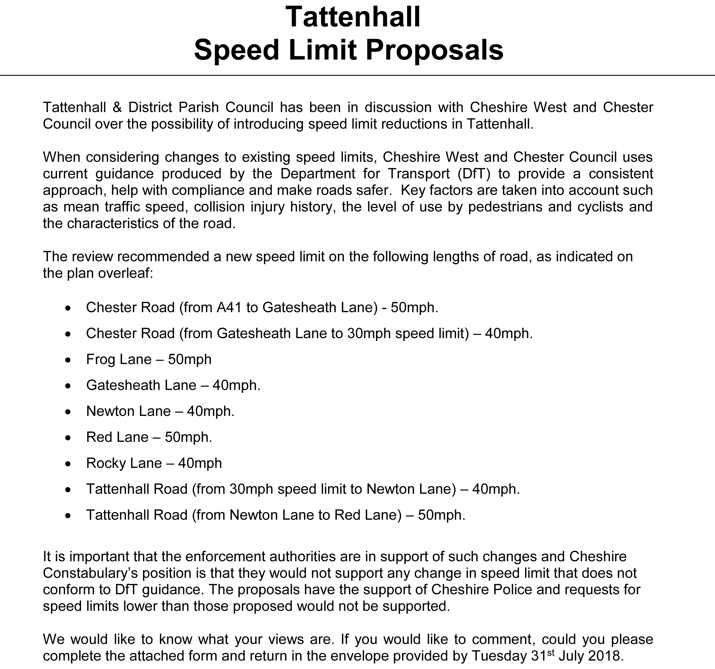 Tattenhall Speed Limits consultation2