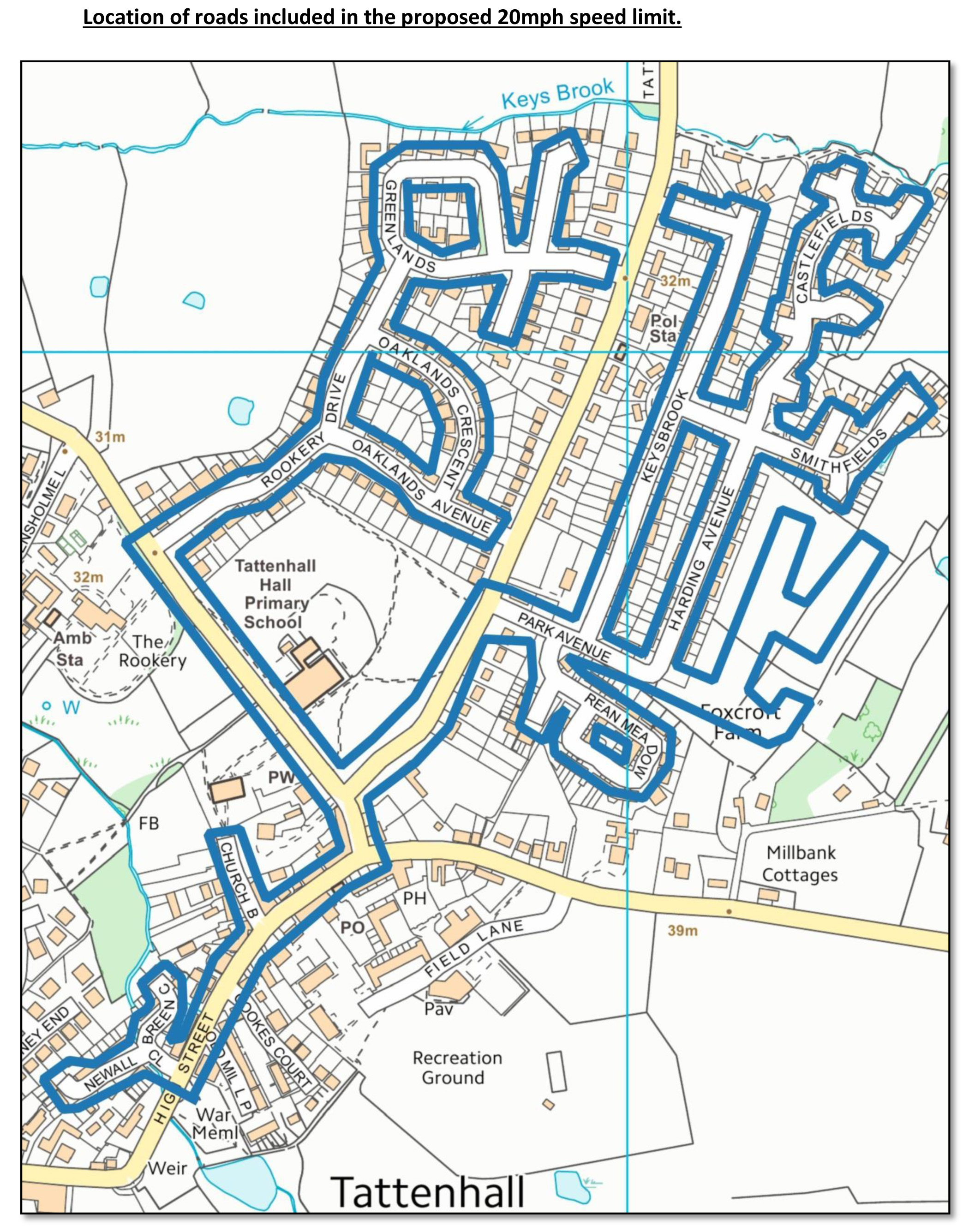 147 Tattenhall 20MPH Speed limit map