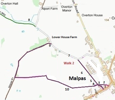Malpas Tour – Walk 2 Map