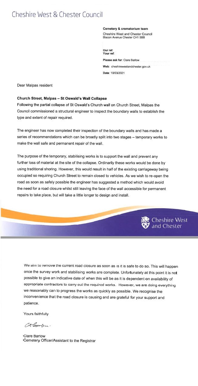 Church Wall Collapse Residents Letter