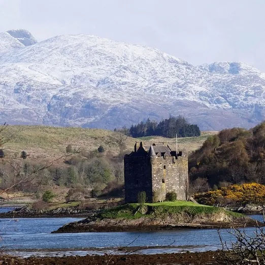 Castle, lake, mountains, scottish, scotland, natur