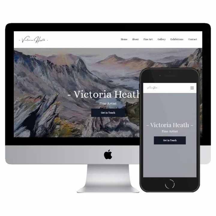 Desktop and mobile screenshots of the Victoria Heath Art website