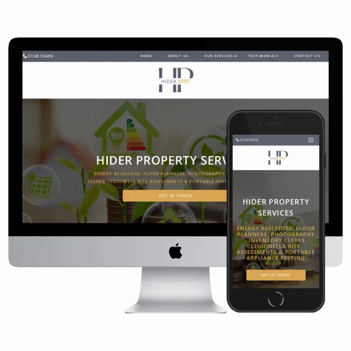 Desktop and mobile screenshots of the Hider Property Services website