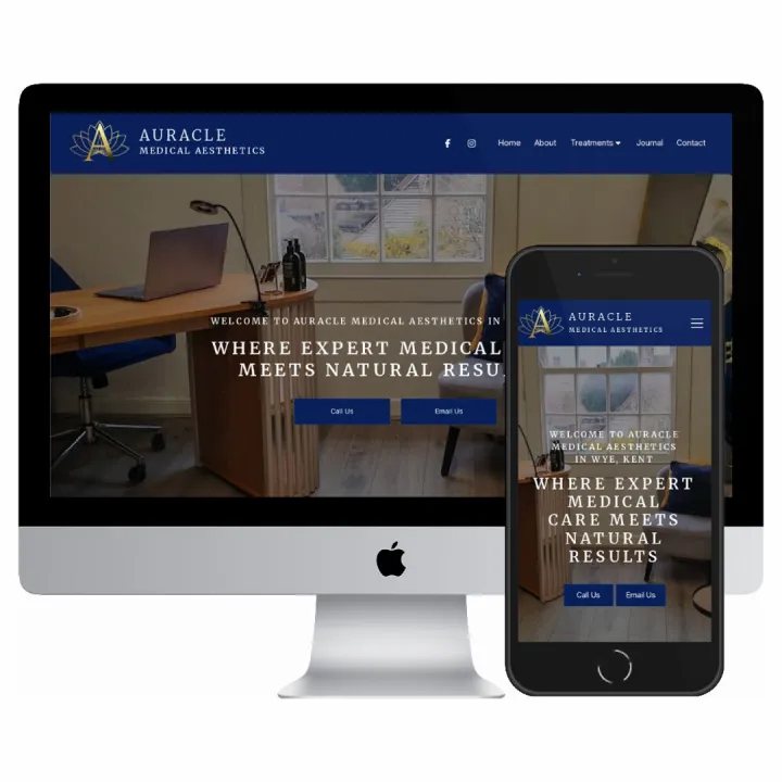 Desktop and mobile screenshots of the Auracle Medical Aesthetics website