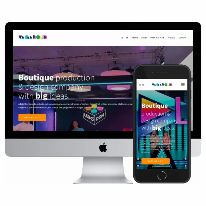 Desktop and mobile screenshots of the Vagabond website