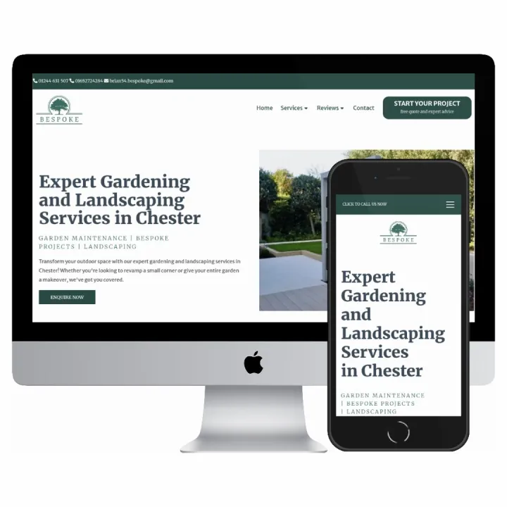 Desktop and mobile screenshots of the Briox Landscaping website
