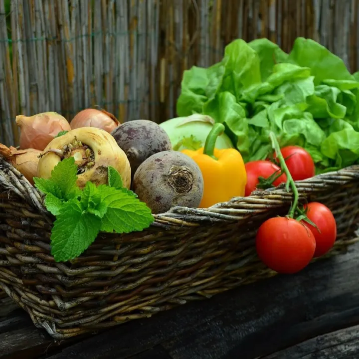 A basket of prize vegetables at the Whippleswick Produce Show