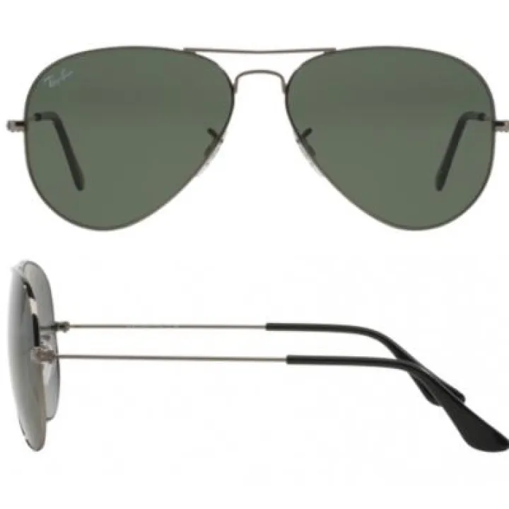 Ray-Ban Aviator In Gunmetal With Crystal Green Lenses RB3025 W0879
