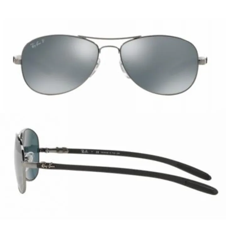 rb8301_004_K6_shot2 Ray-Ban Carbon Fibre Shiny Gunmetal / Blue Mirror Silver Polarised