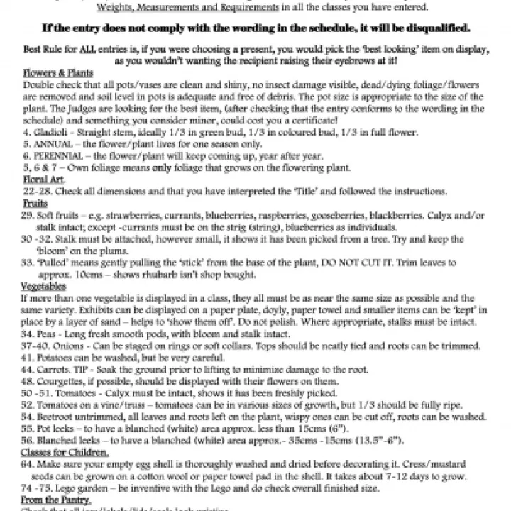 Horticultural show hints and tips