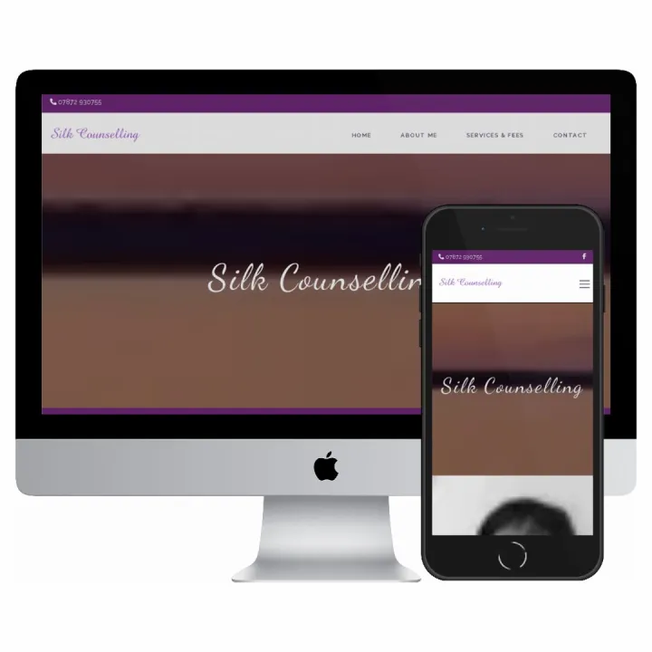 Desktop and mobile screenshots of the Silk Counselling website