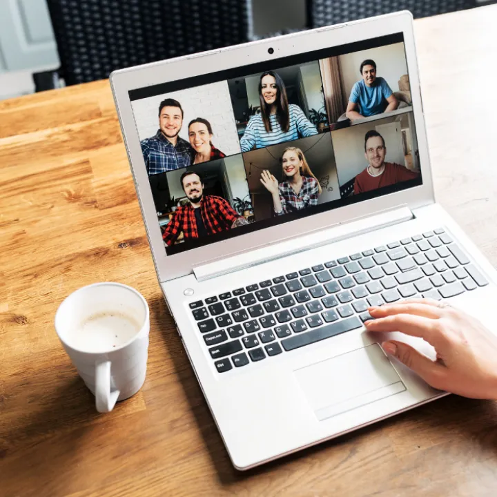 Celebrities on a computer video conference call