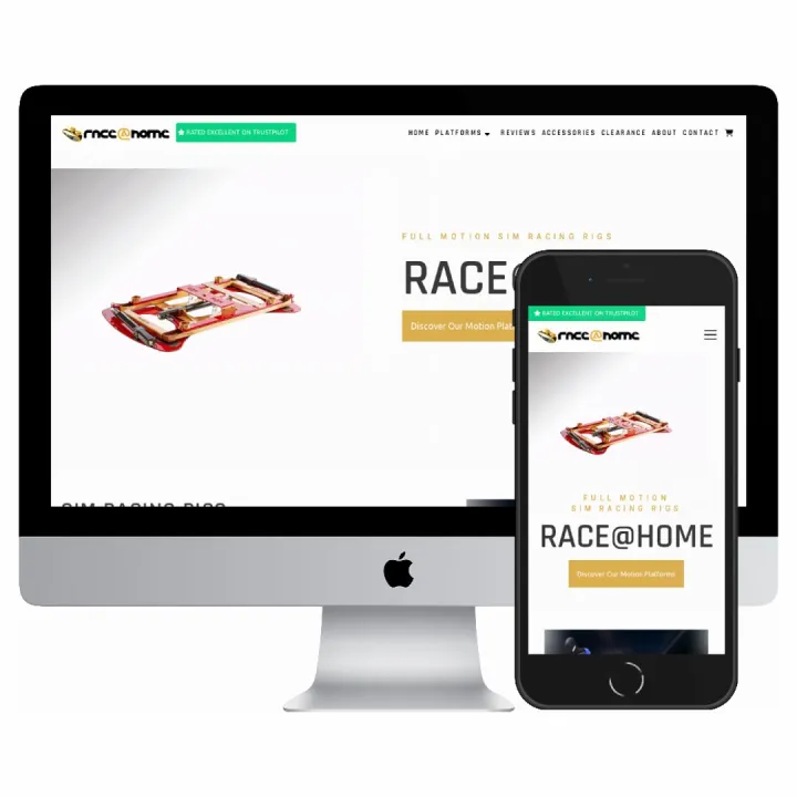 Desktop and mobile screenshots of the Race at Home website