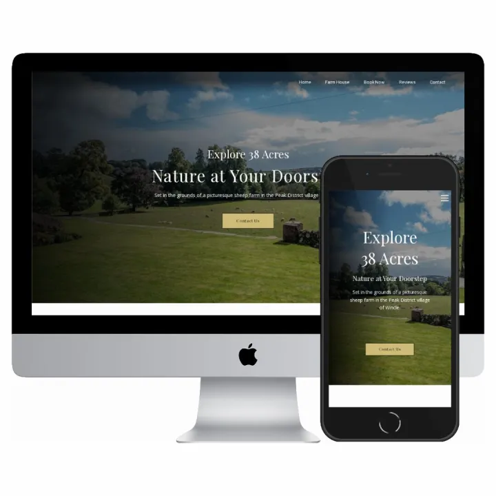 Desktop and mobile screenshots of the Mellor Knowl Farm Holidays website