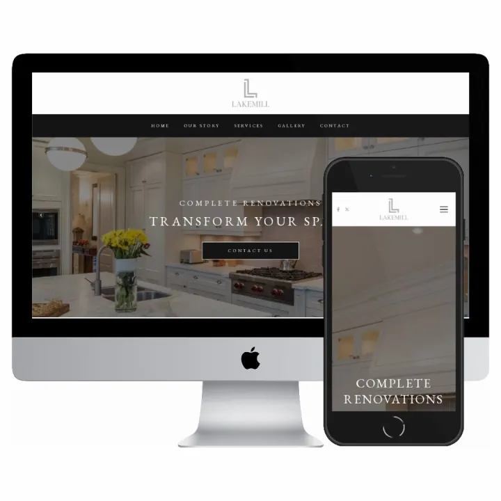 Desktop and mobile screenshots of the Lakemill Group website