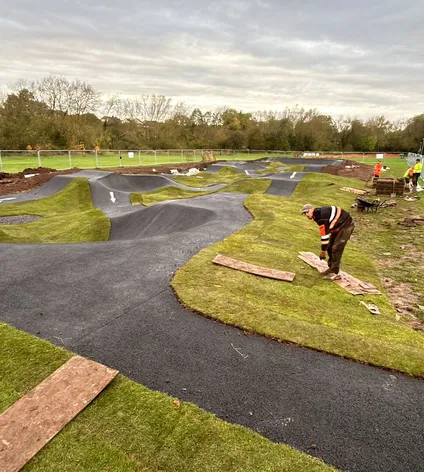 Battenhall Park pump track under construction