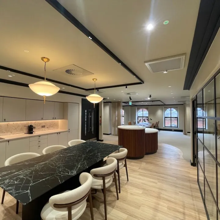 Boardroom with large wooden table