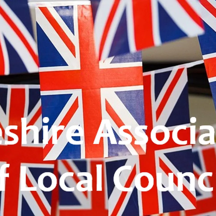 Cheshire Association of Local Councils written over Union flag bunting