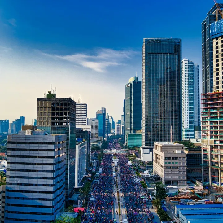 Stunning aerial view of Jakarta's modern skyli