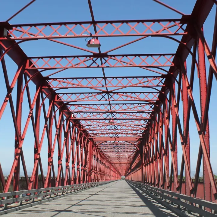 Steel bridge painted red