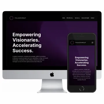 Desktop and mobile screenshots of the Philador Group website