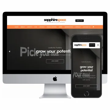 Desktop and mobile screenshots of the Sapphire Space website