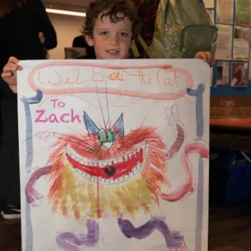 Zach with his 'Wilbur' Illustration