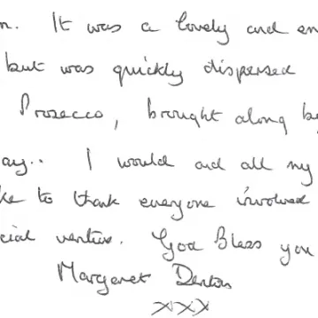 Thank you letter from Margaret &ndash; Sept 2020