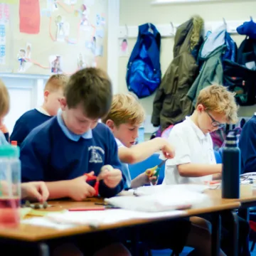 Classroom cutting and sticking