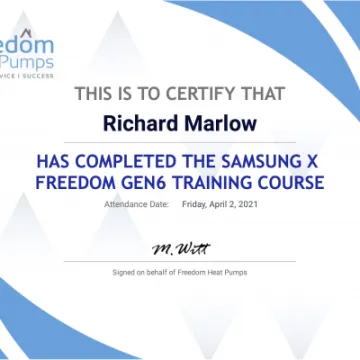 Richard Marlow Freedom GEN6 Training Certificate
