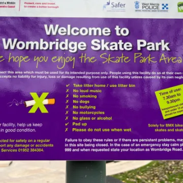 Wombridge skatepark sign