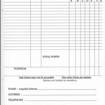 Horticultural Show Entry form