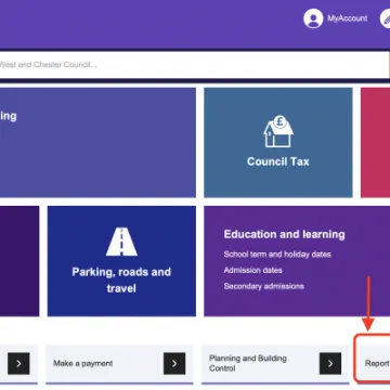 CWaC Home Page showing Report it section
