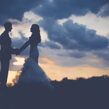Couple, wedding, dawn