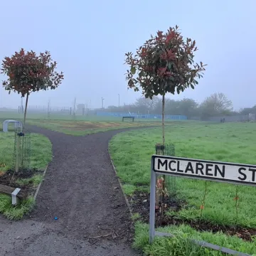 view across park
