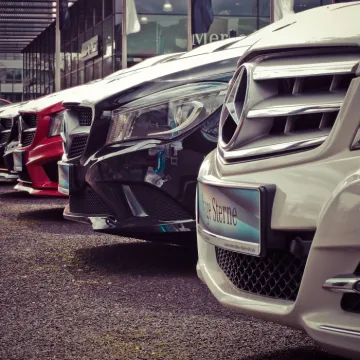 Mercedes Benz Parked in a Row